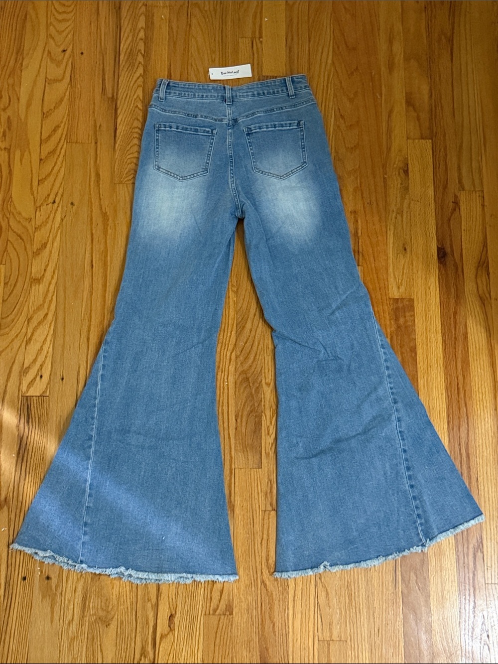 Three Bird Nest Light Blue Distressed Flare Jeans - Picture 4 of 5